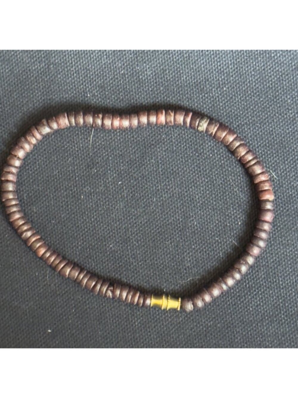 Handmade Wooden Beaded Bracelet Gold-Tone Screw-in Clasp Rustic Design 7 Inches - Picture 2 of 10